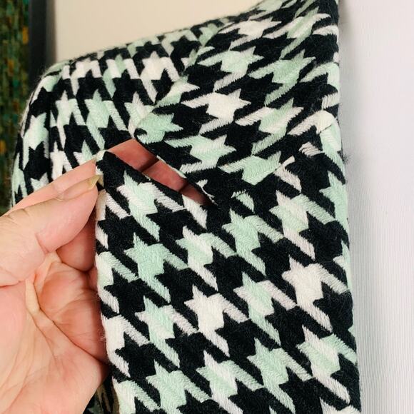 Vintage Size 14P Houndstooth Blazer Jacket Black Off White Mint Green Career - Picture 7 of 12